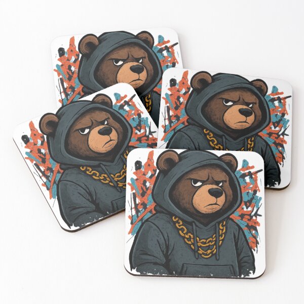 Item preview, Oso urbano con sudadera con capucha y cadenas designed and sold by PixelStyle Studio.