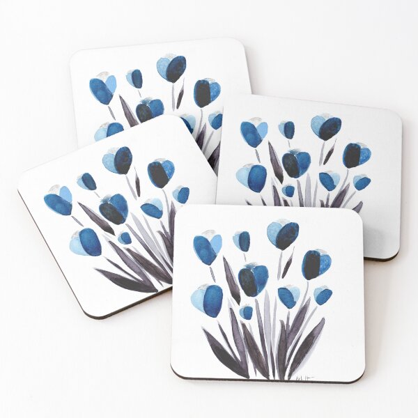 Item preview, Bouquet of blue tulips in watercolor designed and sold by CelineViolet360.