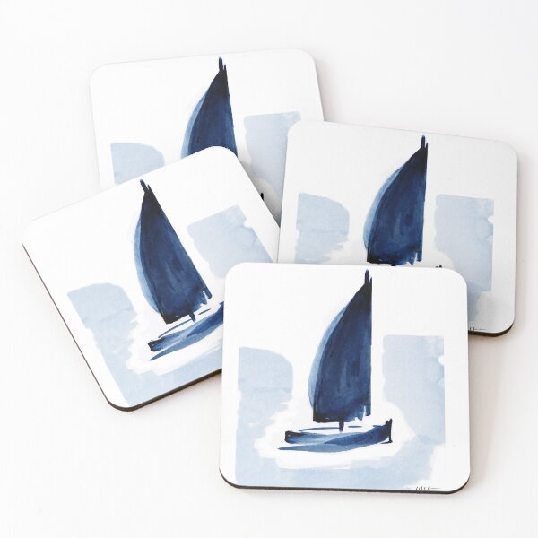 Item preview, Blue sailboat in India ink designed and sold by CelineViolet360.