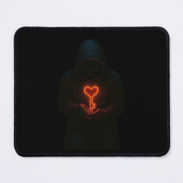 Item preview, Heart Key of Light – Hooded Shadow Holding a Glowing Symbol designed and sold by Timeless Junction.