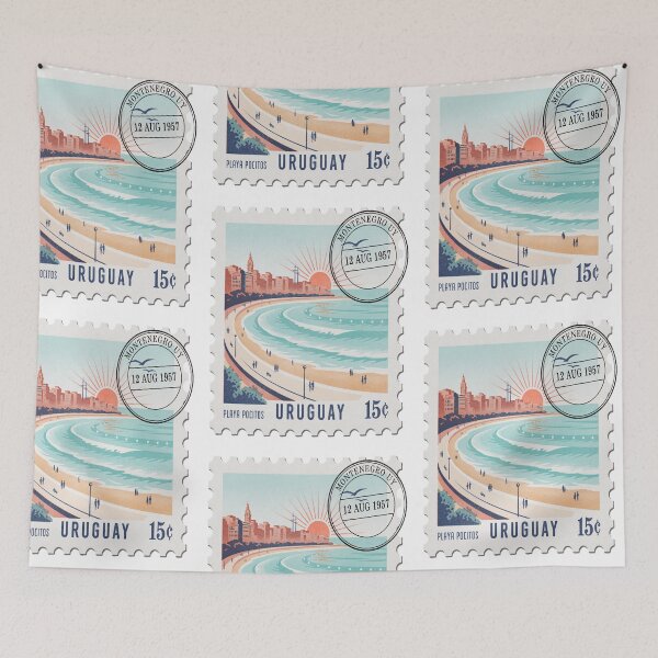 Item preview, Montevideo Uruguay Coastal Postage Stamp Travel Sticker designed and sold by stickercuffs.