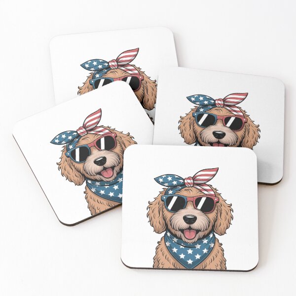 Item preview, Patriotic Pup With Sunglasses And Stars Bandana designed and sold by Canvas-Whispers.
