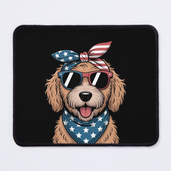 Item preview, Patriotic Pup With Sunglasses And Stars Bandana designed and sold by Canvas-Whispers.