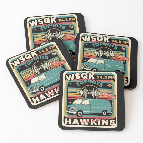 Item preview, WSQK 94.5 FM Hawkins Top Hits Retro Vintage Van designed and sold by Trendymindvibes.