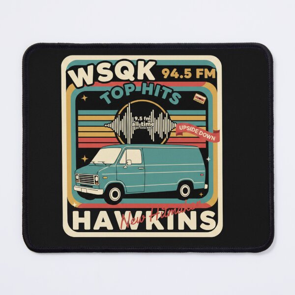Item preview, WSQK 94.5 FM Hawkins Top Hits Retro Vintage Van designed and sold by Trendymindvibes.
