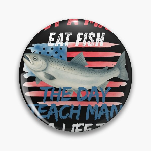 Item preview, Buy A Man Eat Fish Funny Fishing USA American Flag Fisherman Gift designed and sold by lazulishop.