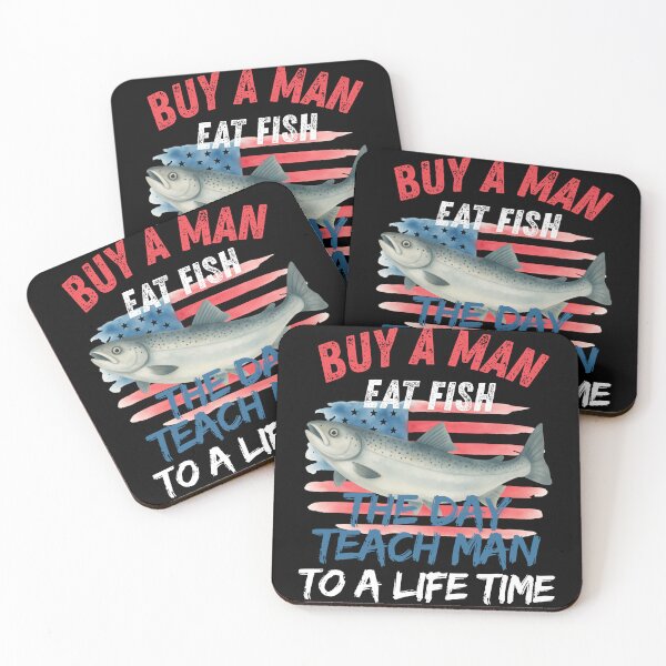 Item preview, Buy A Man Eat Fish Funny Fishing USA American Flag Fisherman Gift designed and sold by lazulishop.