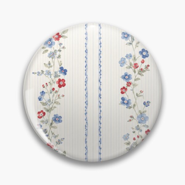 Item preview, Vintage Blue Red Floral Stripe Pattern designed and sold by Ioanna-Studio.
