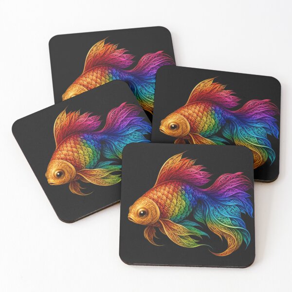 Item preview, Rainbow Ornate Goldfish – Vibrant Fantasy Fish Art designed and sold by Karszul.