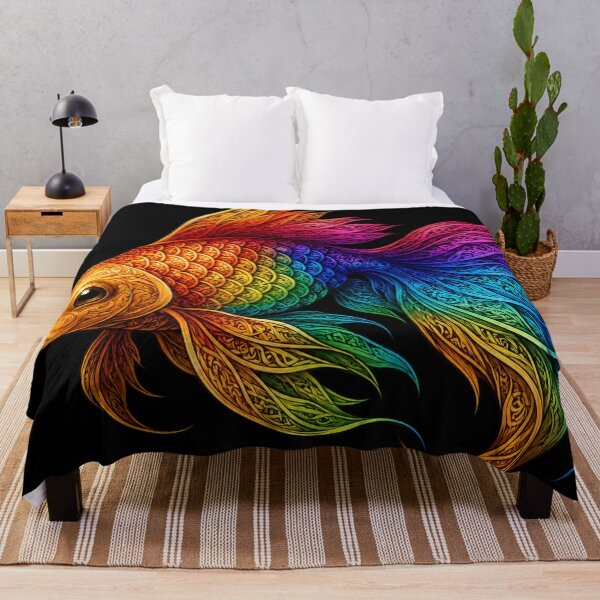 Item preview, Rainbow Ornate Goldfish – Vibrant Fantasy Fish Art designed and sold by Karszul.