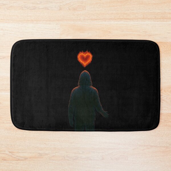 Item preview, Flaming Heart Above – Hooded Shadow Silhouette in Darkness designed and sold by Timeless Junction.