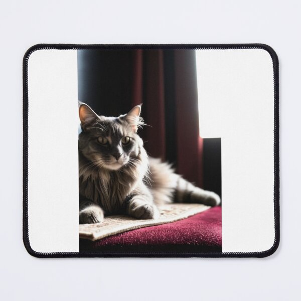 Item preview, Animals - Gray and White Cat, Theatrical Portrait on Burgundy Velvet designed and sold by DoodyPets.