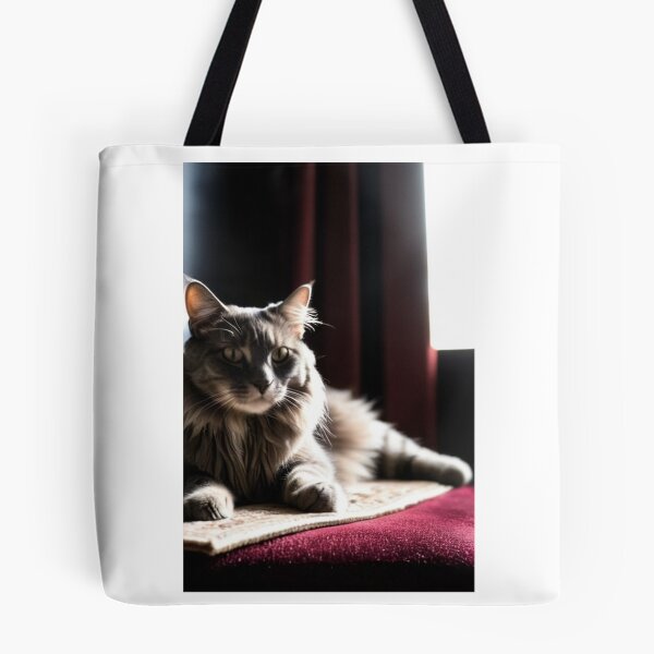 Item preview, Animals - Gray and White Cat, Theatrical Portrait on Burgundy Velvet designed and sold by DoodyPets.