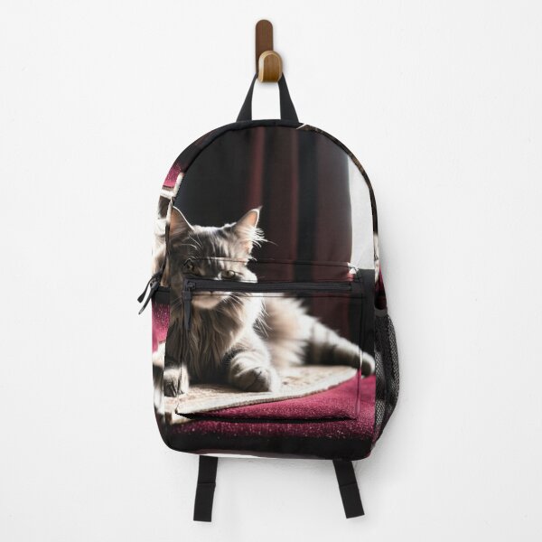 Item preview, Animals - Gray and White Cat, Theatrical Portrait on Burgundy Velvet designed and sold by DoodyPets.