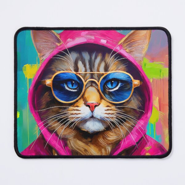 Item preview, Portrait painting Street Art Cat with hoodie & sunglasses designed and sold by TYA - Take Your Art.