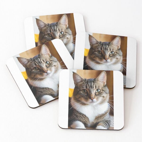 Item preview, Animals - Gray and White Tabby Cat, Piercing Green-Eyed Gaze designed and sold by DoodyPets.
