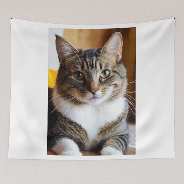 Item preview, Animals - Gray and White Tabby Cat, Piercing Green-Eyed Gaze designed and sold by DoodyPets.