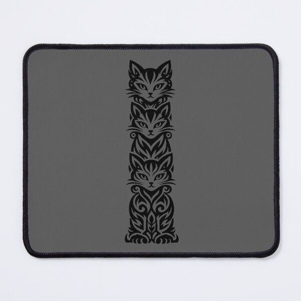 Item preview, Three Tribal Cats Totem Pole | Minimalist Cat Tattoo Art designed and sold by TIGER-GEMINI.