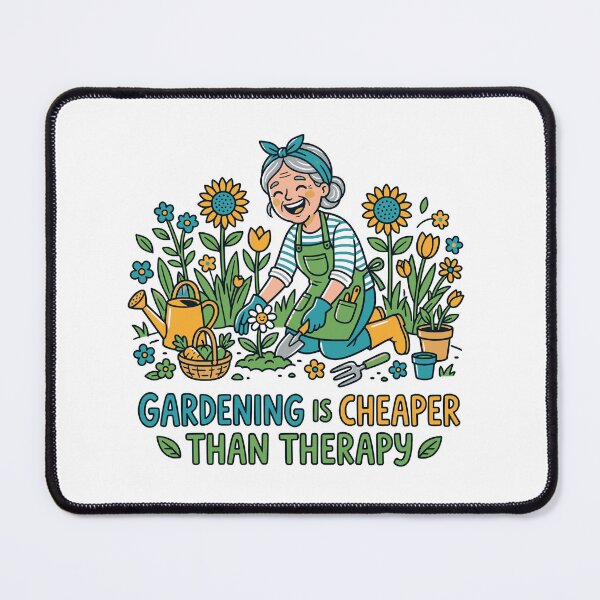 Item preview, Gardening Is Cheaper Than Therapy - Happy Grandma Gardener Illustration designed and sold by Sekla-Studio.