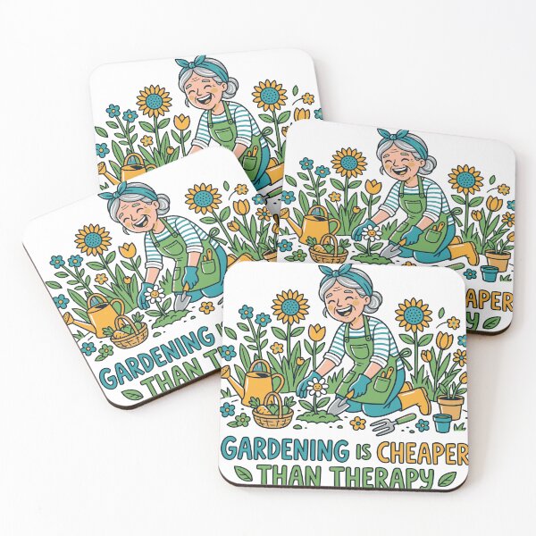 Item preview, Gardening Is Cheaper Than Therapy - Happy Grandma Gardener Illustration designed and sold by Sekla-Studio.