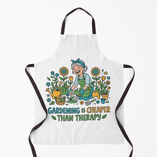 Item preview, Gardening Is Cheaper Than Therapy - Happy Grandma Gardener Illustration designed and sold by Sekla-Studio.