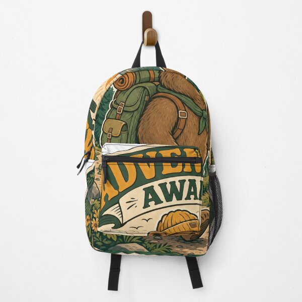 Item preview, Adventure Awaits Hiking Bear Outdoor Badge designed and sold by Inovo13.