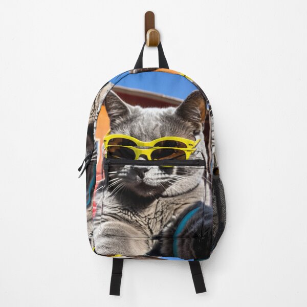 Item preview, Animals - Gray Cat with Neon Sunglasses, Retro 1980s Humor designed and sold by DoodyPets.