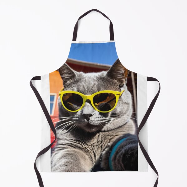 Item preview, Animals - Gray Cat with Neon Sunglasses, Retro 1980s Humor designed and sold by DoodyPets.