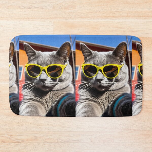 Item preview, Animals - Gray Cat with Neon Sunglasses, Retro 1980s Humor designed and sold by DoodyPets.