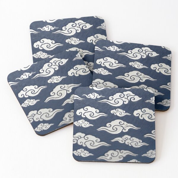 Item preview, Korean Traditional Silver Cloud Pattern on Navy Blue designed and sold by SOOstudio73.