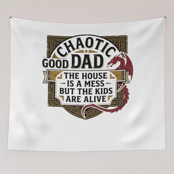 Item preview, Chaotic Good Dad Shirt, The House Is A Mess But The Kids Are Alive Tee, Funny RPG Gamer Father's Day Gift, Retro Dragon designed and sold by THREE LITTLE BEANS.