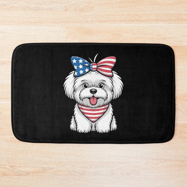 Item preview, Maltese With American Flag Bow And Bandana designed and sold by Canvas-Whispers.