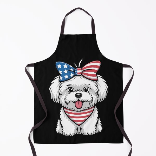Item preview, Maltese With American Flag Bow And Bandana designed and sold by Canvas-Whispers.