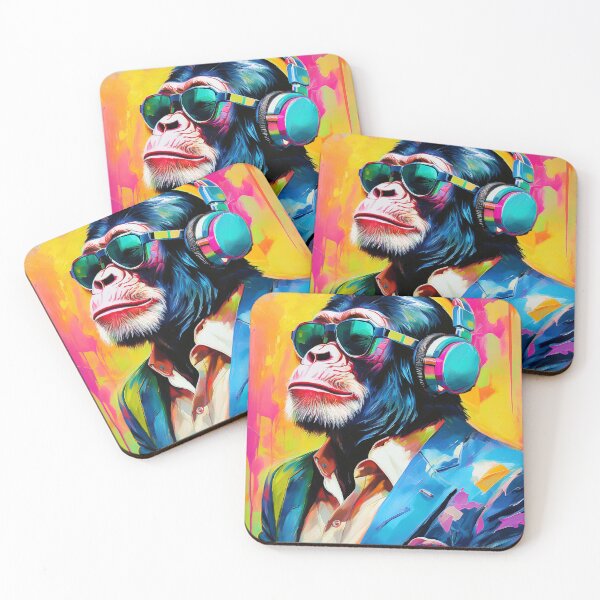 Item preview, Portrait popart painting monkey with headphone and sunglasses designed and sold by TYA - Take Your Art.