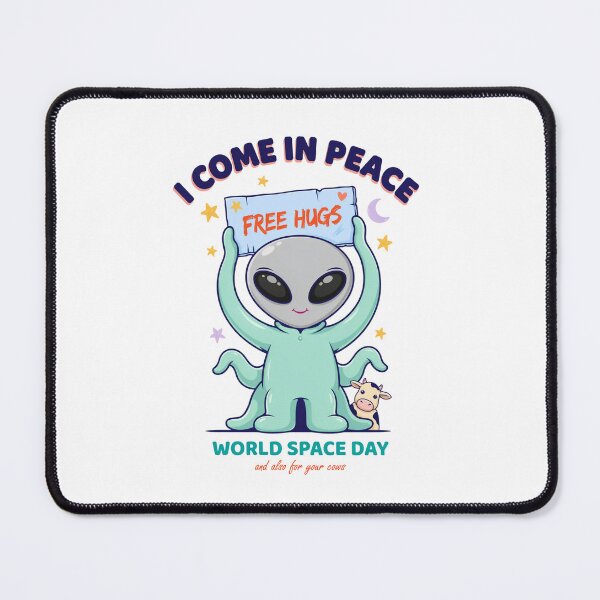 Item preview,  I Come In Peace Free Hugs — And Also For Your Cows World Space Day T-Shirt V3 designed and sold by DarylWelsh2024.