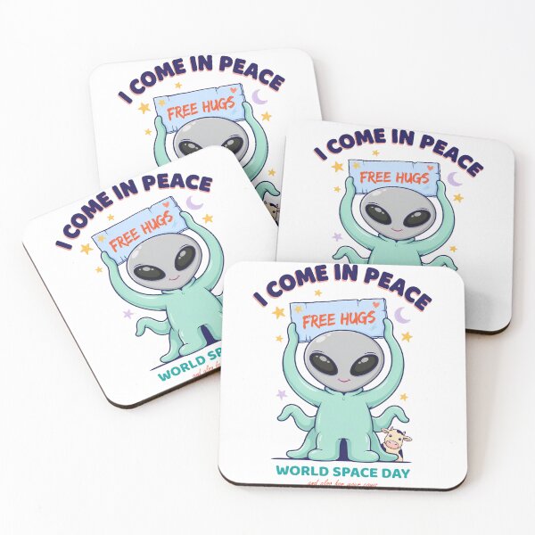 Item preview,  I Come In Peace Free Hugs — And Also For Your Cows World Space Day T-Shirt V3 designed and sold by DarylWelsh2024.