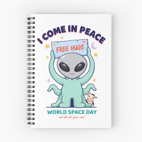 Item preview,  I Come In Peace Free Hugs — And Also For Your Cows World Space Day T-Shirt V3 designed and sold by DarylWelsh2024.