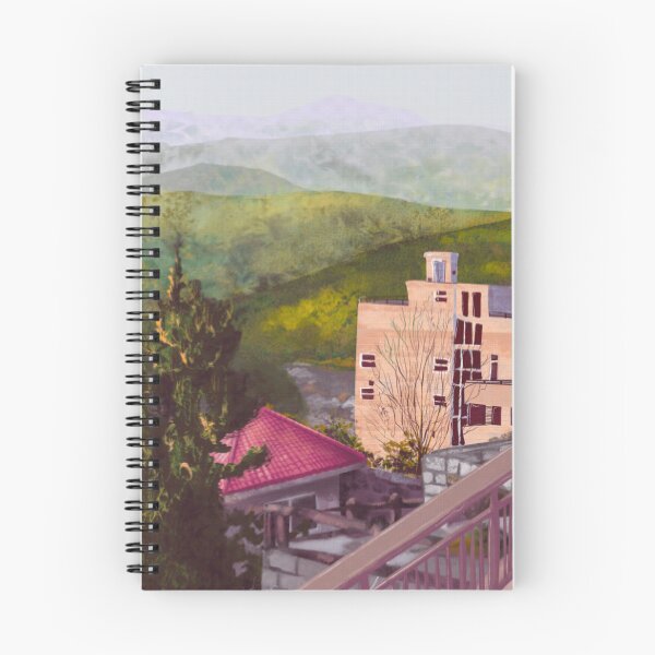 Item preview, Scenic Mountain Town Architecture Digital Painting designed and sold by AuraVistaF.
