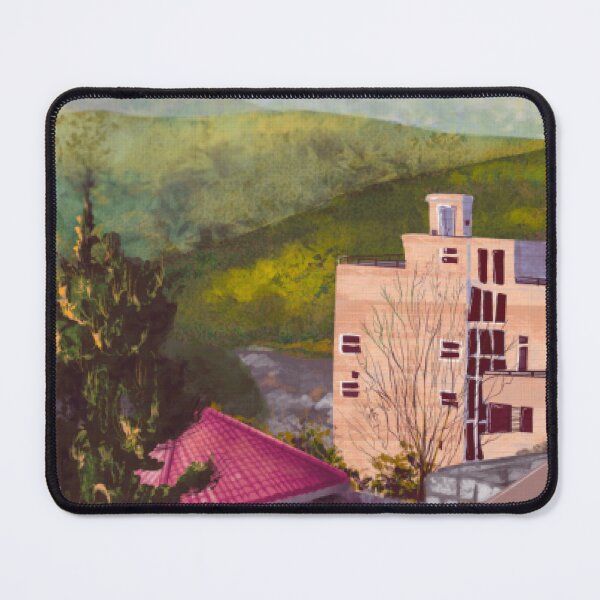Item preview, Scenic Mountain Town Architecture Digital Painting designed and sold by AuraVistaF.
