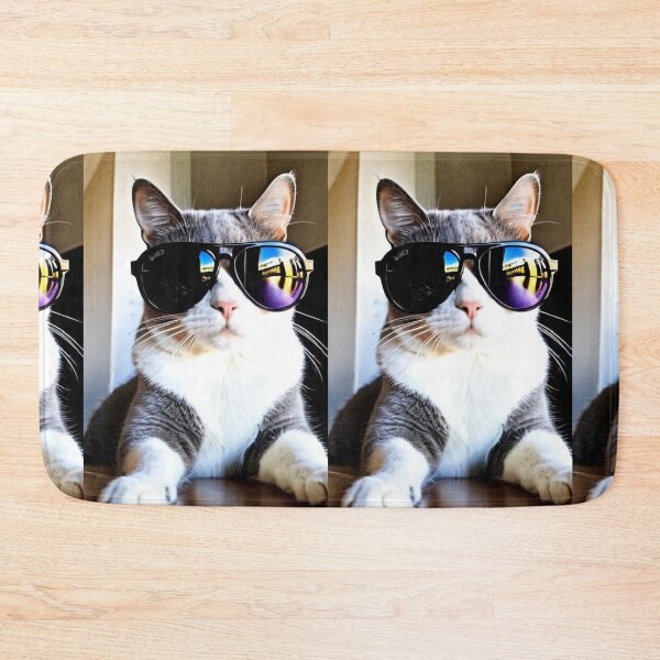 Item preview, Animals - Grey and White Cat with Aviator Sunglasses, Quirky Cool Cat Humor designed and sold by DoodyPets.