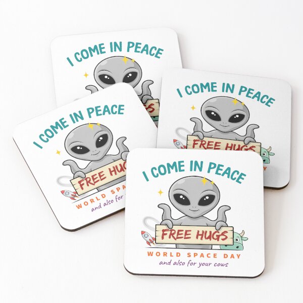 Item preview, I Come In Peace Free Hugs — And Also For Your Cows World Space Day T-Shirt V4 designed and sold by DarylWelsh2024.