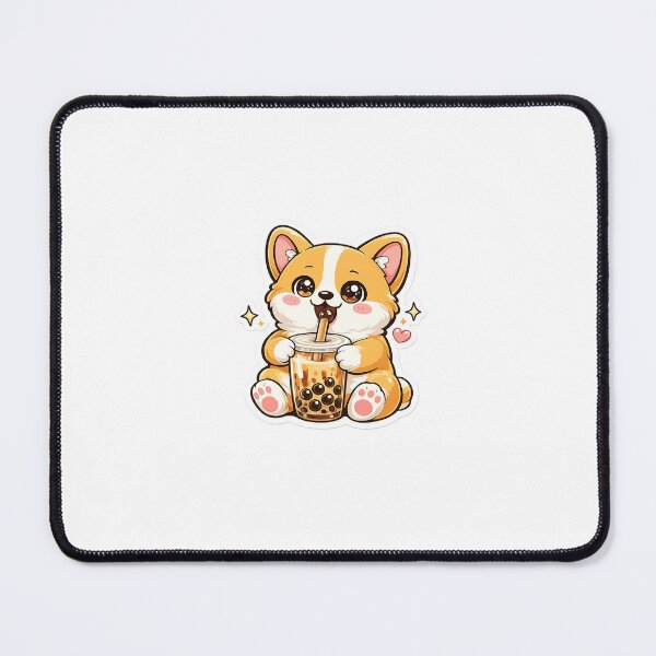 Item preview, Cute Corgi Drinking Boba Tea Sticker | Kawaii Bubble Tea Dog Art designed and sold by veerubusiness.