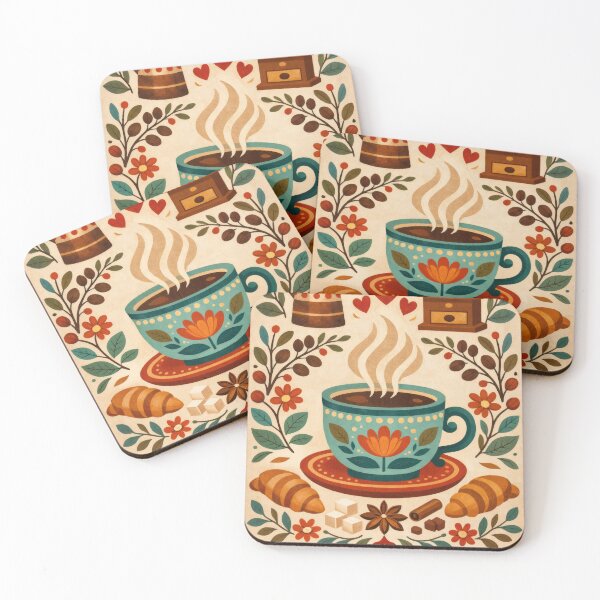 Item preview, Wall Art - Postcard - Coffee Rituals: Folk Art Brew designed and sold by ForeverPrintsOK.