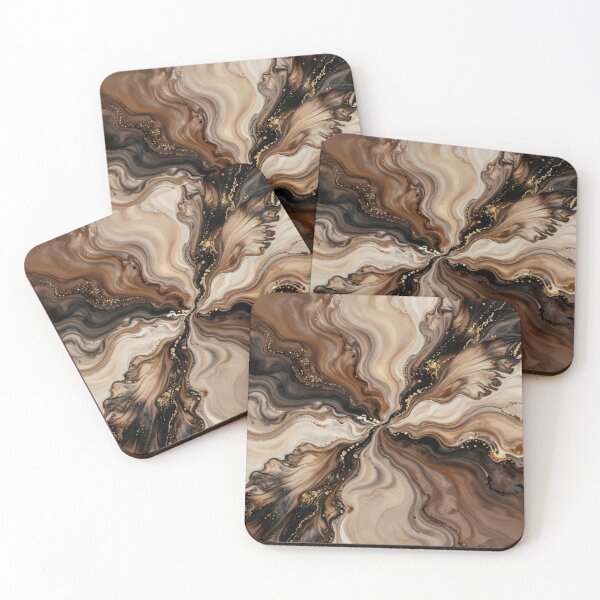 Item preview, Elegant Marble Flow Abstract Art – Neutral Beige Brown & Gold Fluid Acrylic Design designed and sold by LinaDesign Store.