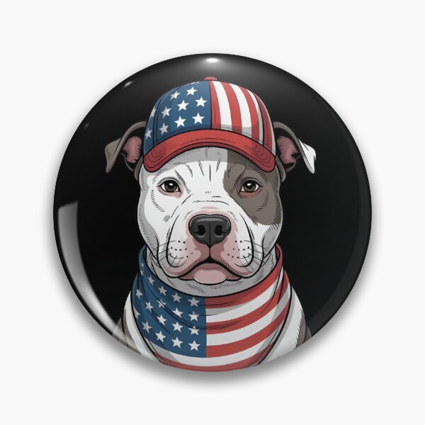 Item preview, Pit Bull Wearing American Flag Cap And Bandana designed and sold by Canvas-Whispers.