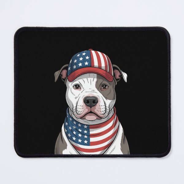 Item preview, Pit Bull Wearing American Flag Cap And Bandana designed and sold by Canvas-Whispers.