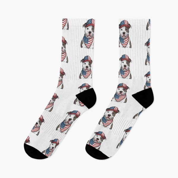 Item preview, Pit Bull Wearing American Flag Cap And Bandana designed and sold by Canvas-Whispers.