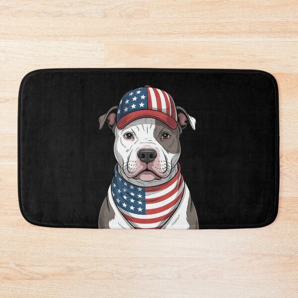 Item preview, Pit Bull Wearing American Flag Cap And Bandana designed and sold by Canvas-Whispers.