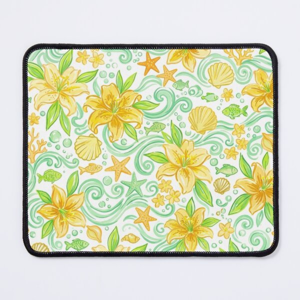 Item preview, Yellow Lily Ocean Floral Seamless Pattern designed and sold by FashioonTrends.