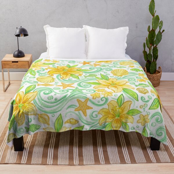Item preview, Yellow Lily Ocean Floral Seamless Pattern designed and sold by FashioonTrends.
